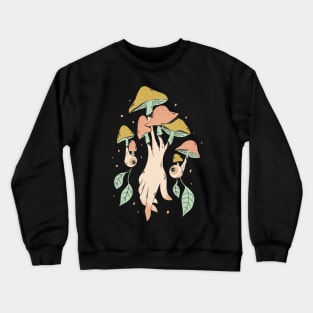 Cottagecore Aesthetic Mushrooms Hand, Eyes Crewneck Sweatshirt